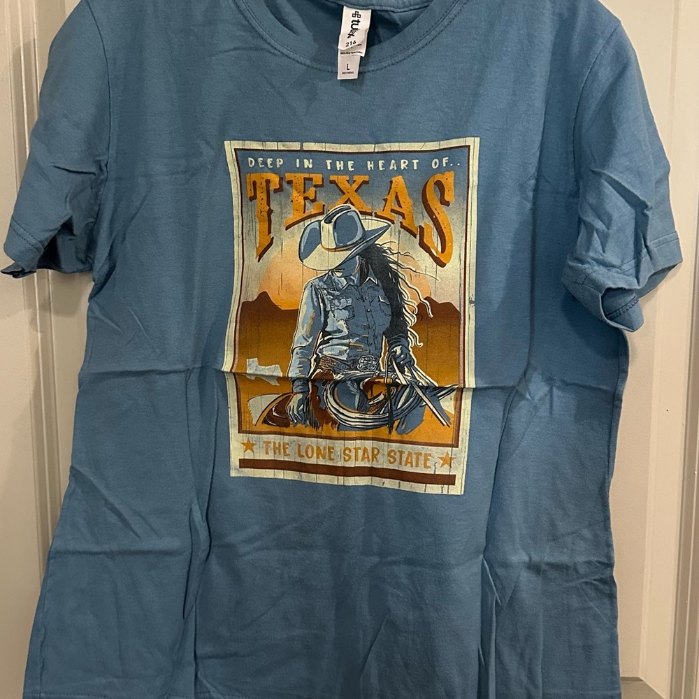 Tultex Blue Short Sleeve Tee with Vintage Graphic
